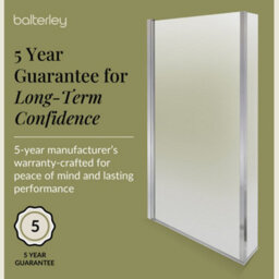 Balterley Chrome 6mm Toughened Safety Glass Reversible L-Shaped Bath Hinged Screen - thumbnail 4