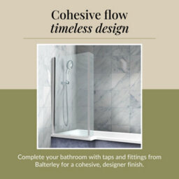 Balterley Chrome 6mm Toughened Safety Glass Reversible L-Shaped Bath Hinged Screen - thumbnail 7