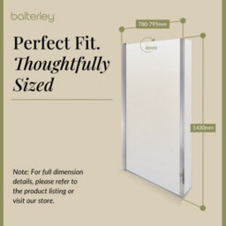 Balterley Chrome 6mm Toughened Safety Glass Reversible L-Shaped Bath Hinged Screen - thumbnail 5