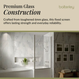 Balterley Chrome 6mm Toughened Safety Glass Reversible L-Shaped Bath Hinged Screen - thumbnail 3