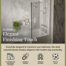 Balterley Chrome 6mm Toughened Safety Glass Reversible L-Shaped Bath Hinged Screen - thumbnail 2