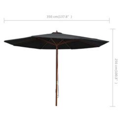 Berkfield Outdoor Parasol With Wooden Pole 350 Cm Black - thumbnail 6