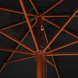 Berkfield Outdoor Parasol With Wooden Pole 350 Cm Black - thumbnail 5