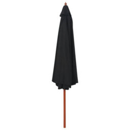 Berkfield Outdoor Parasol With Wooden Pole 350 Cm Black - thumbnail 2