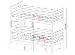 Arte Nemo Contemporary Solid Pine Bunk Bed With 2 Storage Drawers In Grey (L)1980mm (H)1610mm (W)980mm - thumbnail 4