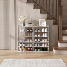 Living And Home Warm White Mdf 6 Tier Wide Open Shoe Rack 150Kg Load Narrow Hallway Storage Unit