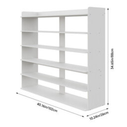 Living And Home Warm White Mdf 6 Tier Wide Open Shoe Rack 150Kg Load Narrow Hallway Storage Unit - thumbnail 9