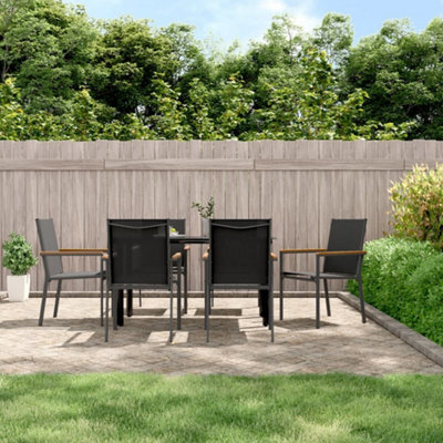 Berkfield Garden Chairs 6 Pcs Black 55X61.5X90 Cm Textilene And Steel - image 1