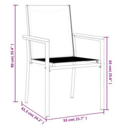 Berkfield Garden Chairs 6 Pcs Black 55X61.5X90 Cm Textilene And Steel - thumbnail 8