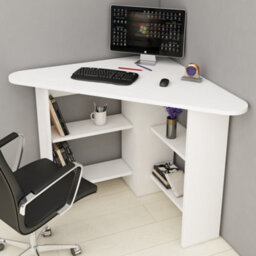 Furniture in Fashion Corviano Wooden Corner Computer Desk With 4 Shelves In White - thumbnail 2