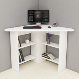 Furniture in Fashion Corviano Wooden Corner Computer Desk With 4 Shelves In White