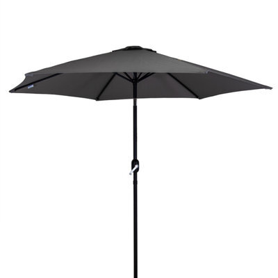 Charles Bentley 2.7M Garden Metal Patio Garden Umbrella Parasol Crank & Tilt Grey - image 1