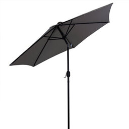 Charles Bentley 2.7M Garden Metal Patio Garden Umbrella Parasol Crank & Tilt Grey - thumbnail 5