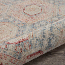 Light Blue Multicoloured Traditional Bordered Geometric Rug For Bedroom & Living Room-79 X 305Cm (Runner) - thumbnail 9