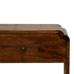 Wyld Haus Lanta Scalloped Mango Wood Bedside Table With Drawer, Chestnut Finish - thumbnail 5