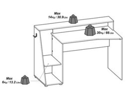 FurniComp LTD Furnicomp Luna 138Cm Black Gaming Desk With Hutch - thumbnail 8