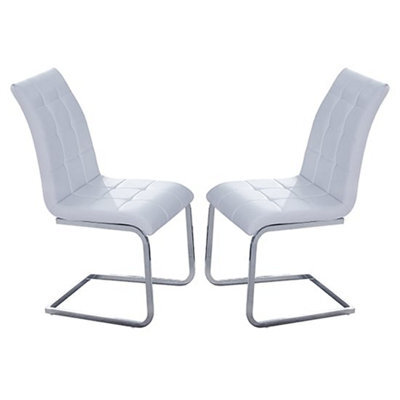 Furniture in Fashion Paris White Faux Leather Dining Chairs In Pair