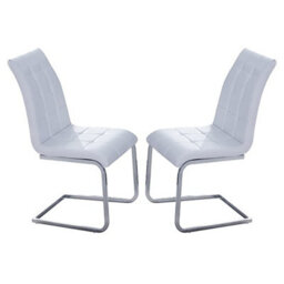 Furniture in Fashion Paris White Faux Leather Dining Chairs In Pair