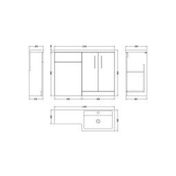 Level Bathroom Bundle Floor Standing Vanity Basin And Wc Unit With Pan, Seat And Cistern - Right Hand - Gloss White - Balterley - thumbnail 2