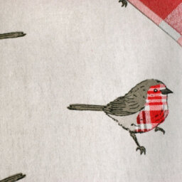 Dreams & Drapes Robin 100% Brushed Cotton Winter Print Red Duvet Cover Set - thumbnail 3