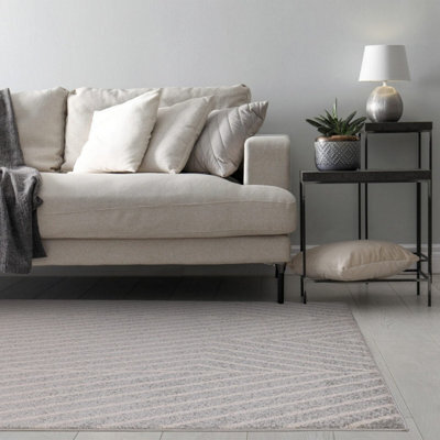 Grey Modern Striped Easy To Clean Rug For Diningroom-80Cm X 150Cm - image 1