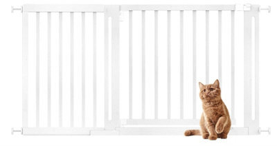 Bettacare Wooden Elegance Dog Gate, White, 145Cm - 153Cm, Pressure Fit Pet Gate, 73Cm Extra Wide Doorway, Easy Installation - image 1