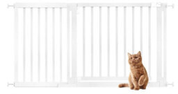 Bettacare Wooden Elegance Dog Gate, White, 145Cm - 153Cm, Pressure Fit Pet Gate, 73Cm Extra Wide Doorway, Easy Installation