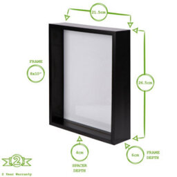 "Nicola Spring 8 X 10"" Deep Photo Frames - Black - 3D Deep Box Picture Frame Portrait Display Case (27.5 X 22.5Cm) - Set Of 2" - thumbnail 4