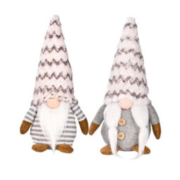 Woodside Home Living Christmas Decoration - Grey Gonk Lady & Gent Set - thumbnail 2