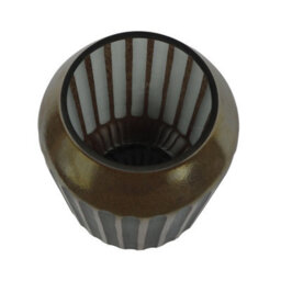 Vanity Living 32.5Cm Coffee Brown And Grey Pleated Glass Vase, Decorative Centerpiece For Living Room - thumbnail 5