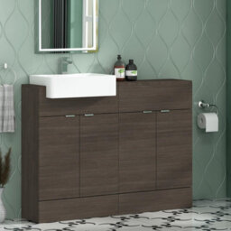 Royal Bathrooms Elena 1200mm Floor Standing Bathroom Vanity Sink Unit Grey Elm 4 Door With Semi Recessed Basin - thumbnail 6
