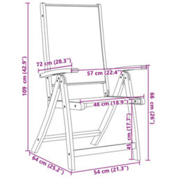 Folding Garden Chairs 6 Pcs Solid Wood Acacia And Textilene - Cushion Not Included - thumbnail 8
