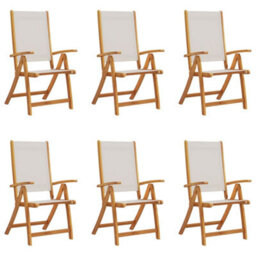 Folding Garden Chairs 6 Pcs Solid Wood Acacia And Textilene - Cushion Not Included - thumbnail 2