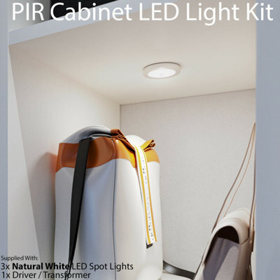 3-Pack Aluminium Ultra-Slim Led Under Cabinet Lights With Pir Motion Sensor - Natural White - image 1