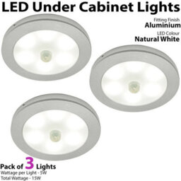 3-Pack Aluminium Ultra-Slim Led Under Cabinet Lights With Pir Motion Sensor - Natural White - thumbnail 2