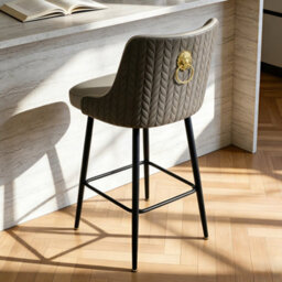 Fativo L50X W48X H100Cm Set Of 2 Swivel Bar Stools, Microfiber Leather Upholstered With High Back & Footrest, Grey - thumbnail 9