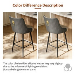 Fativo L50X W48X H100Cm Set Of 2 Swivel Bar Stools, Microfiber Leather Upholstered With High Back & Footrest, Grey - thumbnail 5