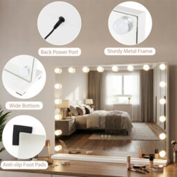 Gainoom 80 X 60 Cm Hollywood Vanity Mirror Lighted Mirror With 3 Light Colors & Adjustable Brightness White - thumbnail 9