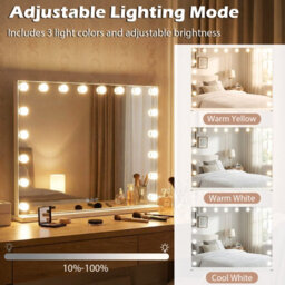 Gainoom 80 X 60 Cm Hollywood Vanity Mirror Lighted Mirror With 3 Light Colors & Adjustable Brightness White - thumbnail 6