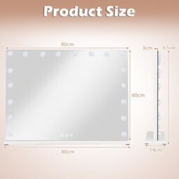 Gainoom 80 X 60 Cm Hollywood Vanity Mirror Lighted Mirror With 3 Light Colors & Adjustable Brightness White - thumbnail 2