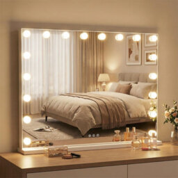 Gainoom 80 X 60 Cm Hollywood Vanity Mirror Lighted Mirror With 3 Light Colors & Adjustable Brightness White - thumbnail 4