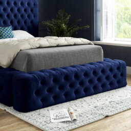 Grand Milan Pleated Upholstery Bed Frame - Blue - thumbnail 3