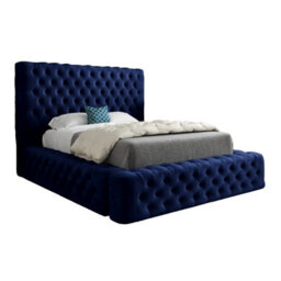 Grand Milan Pleated Upholstery Bed Frame - Blue - thumbnail 5