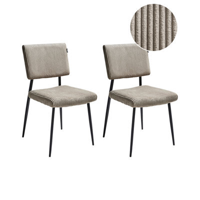 Beliani Set Of 2 Dining Chairs Sturgis Corduroy Taupe - image 1