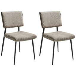 Beliani Set Of 2 Dining Chairs Sturgis Corduroy Taupe - thumbnail 4