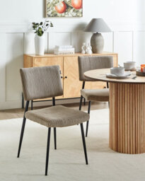 Beliani Set Of 2 Dining Chairs Sturgis Corduroy Taupe - thumbnail 2