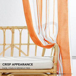 Deconovo Yarn-Dyed Voile Curtains Semi Transparent Net Curtains Sheer Curtains, 55 X 90 Inch Orange 2 Panels - thumbnail 4