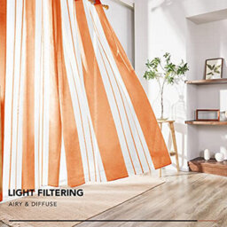 Deconovo Yarn-Dyed Voile Curtains Semi Transparent Net Curtains Sheer Curtains, 55 X 90 Inch Orange 2 Panels - thumbnail 3
