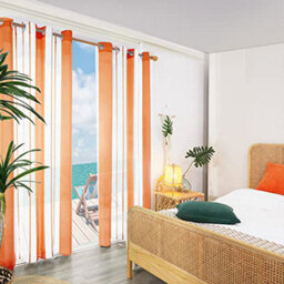 Deconovo Yarn-Dyed Voile Curtains Semi Transparent Net Curtains Sheer Curtains, 55 X 90 Inch Orange 2 Panels - thumbnail 2