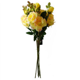 Leaf Pack Of 6 X 80Cm Artificial Yellow Rose Stem - 18 Flowers - thumbnail 2